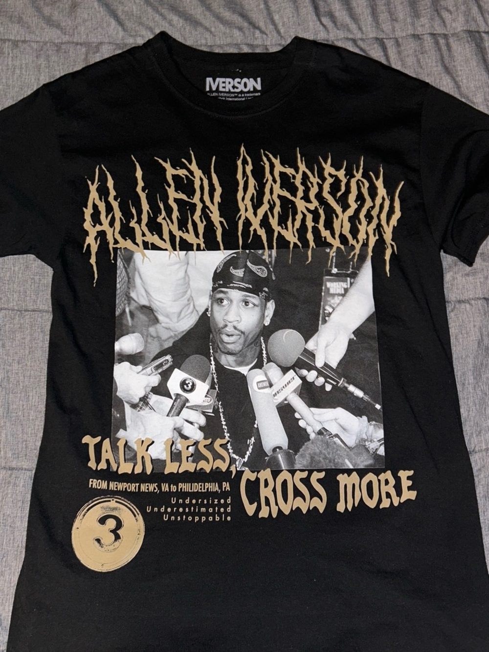 Reebok Black Tee with Beige Graphic Photo and Typography